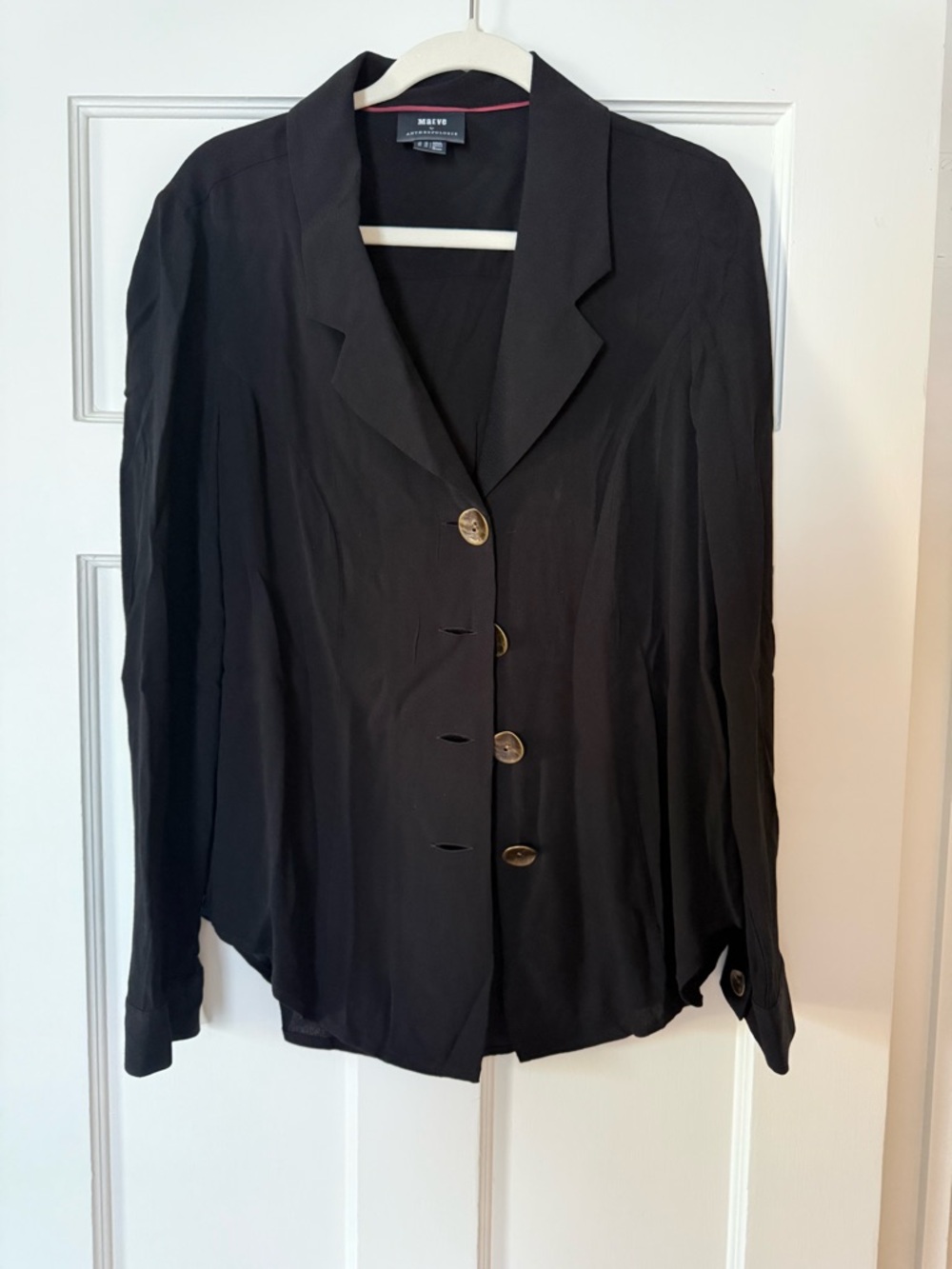 Anthropologie Black Button-Front Women's Blouse